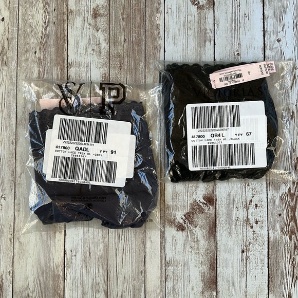 Victoria's Secret Panty sz Large The Lacie Lace Trim Cotton High Leg Brief Black - Picture 2 of 4